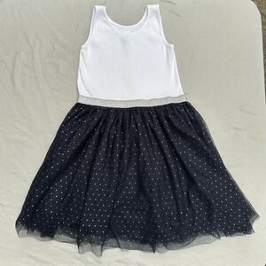 Gap Kids Girls Tank Dress Tulle Skirt White and Navy Lined Size L 10